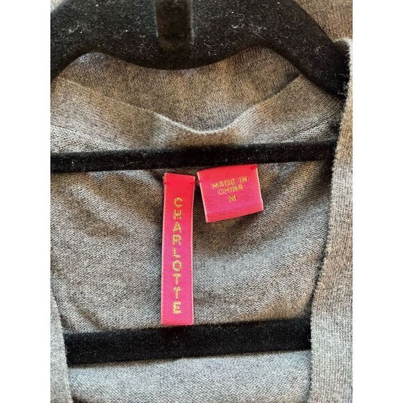 Charlotte size M gray and black lace trim cardigan - Picture 4 of 4